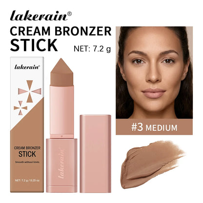 Bronzer Cream Stick 3D Makeup Effect Improve Fine Lines Brightening & Grooming 2 in 1 Bronzer Cream for All Skin Types