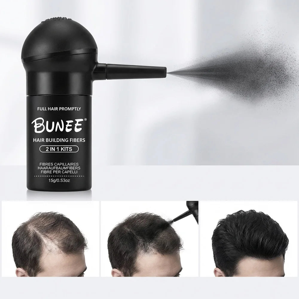 Hair Fiber Set 15G: Men'S Natural Hair-Dense Fibers for Balding Areas, Fills Part Lines, Includes 15G Fiber Powder