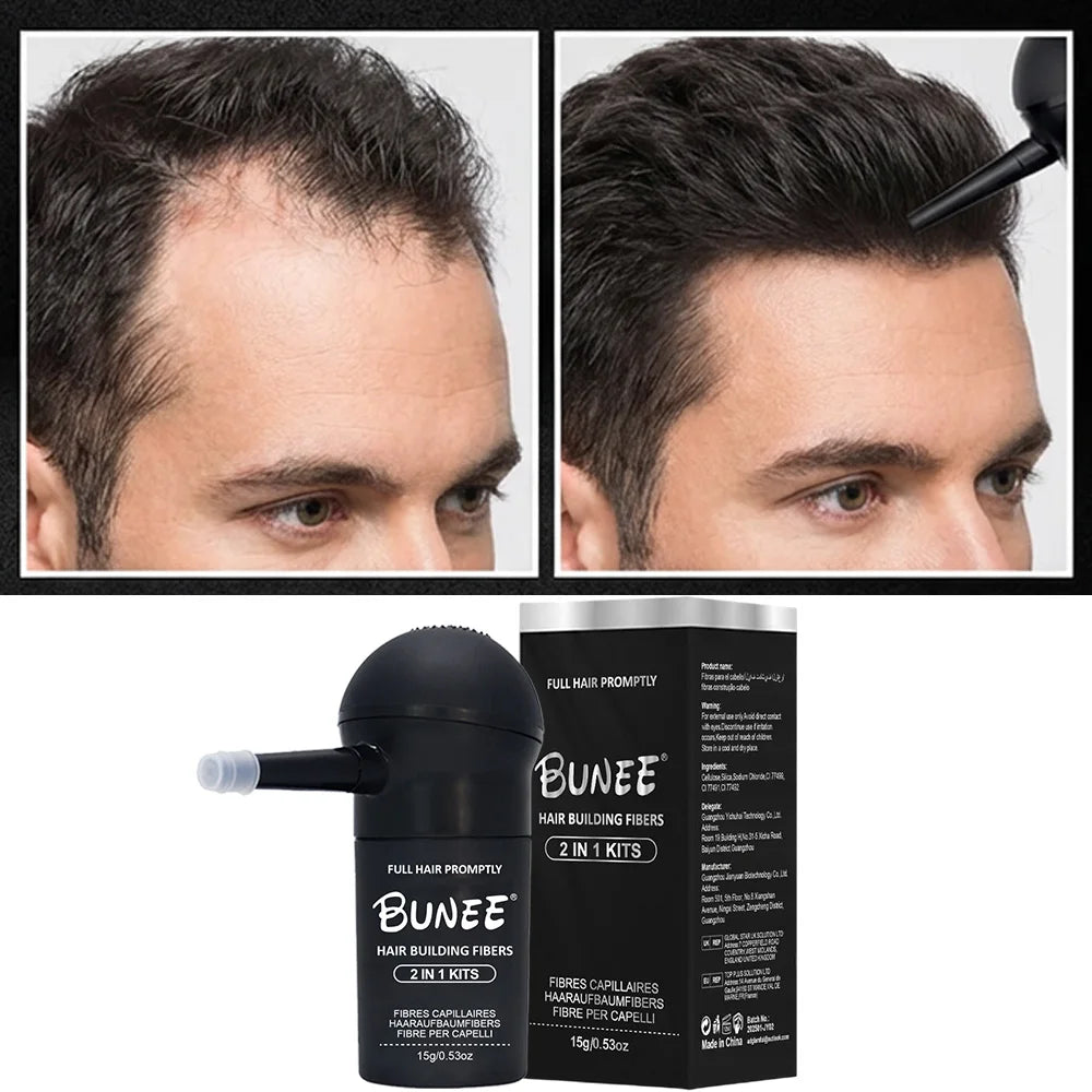 Hair Fiber Set 15G: Men'S Natural Hair-Dense Fibers for Balding Areas, Fills Part Lines, Includes 15G Fiber Powder