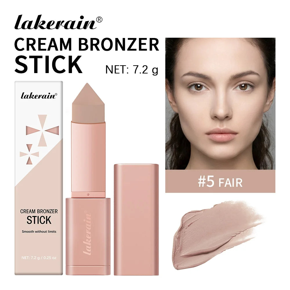 Bronzer Cream Stick 3D Makeup Effect Improve Fine Lines Brightening & Grooming 2 in 1 Bronzer Cream for All Skin Types