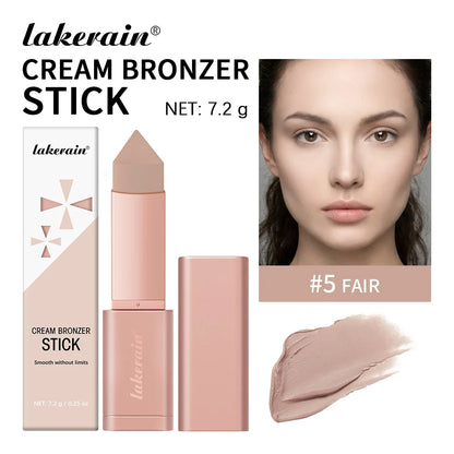 Bronzer Cream Stick 3D Makeup Effect Improve Fine Lines Brightening & Grooming 2 in 1 Bronzer Cream for All Skin Types