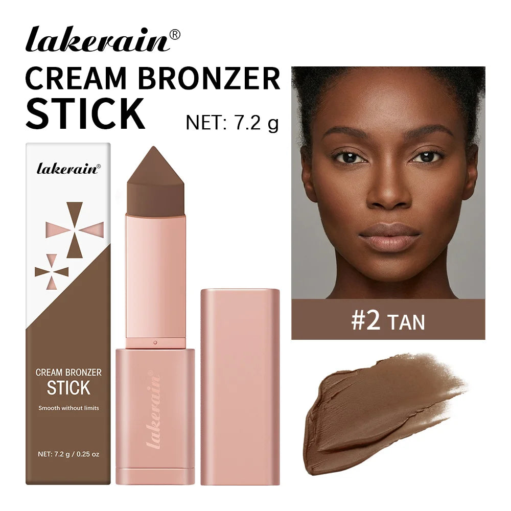 Bronzer Cream Stick 3D Makeup Effect Improve Fine Lines Brightening & Grooming 2 in 1 Bronzer Cream for All Skin Types
