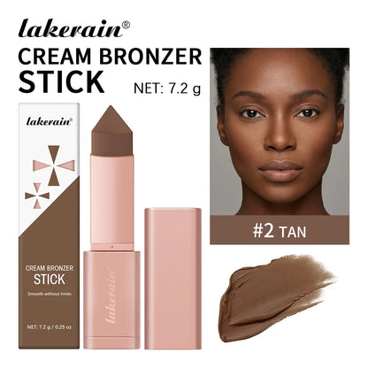 Bronzer Cream Stick 3D Makeup Effect Improve Fine Lines Brightening & Grooming 2 in 1 Bronzer Cream for All Skin Types