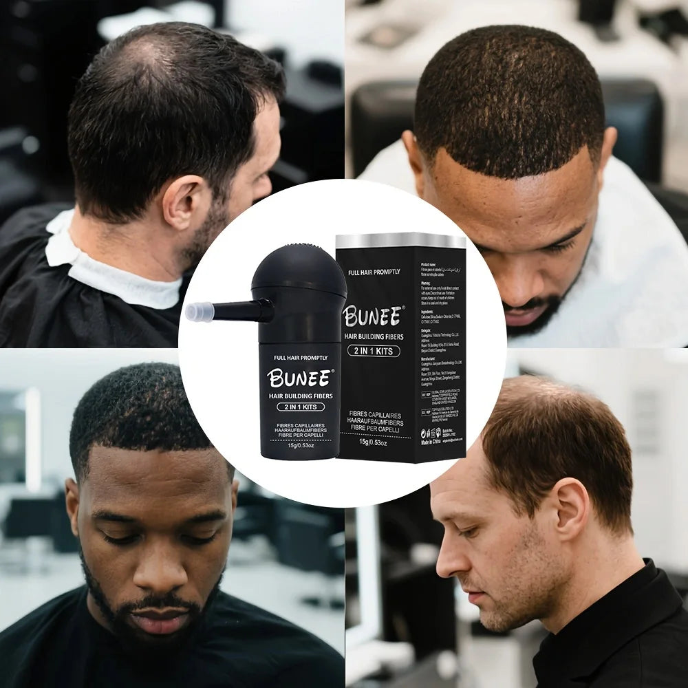 Hair Fiber Set 15G: Men'S Natural Hair-Dense Fibers for Balding Areas, Fills Part Lines, Includes 15G Fiber Powder