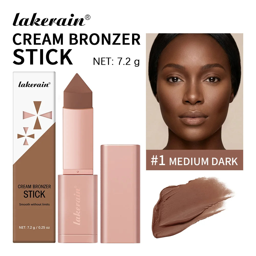 Bronzer Cream Stick 3D Makeup Effect Improve Fine Lines Brightening & Grooming 2 in 1 Bronzer Cream for All Skin Types