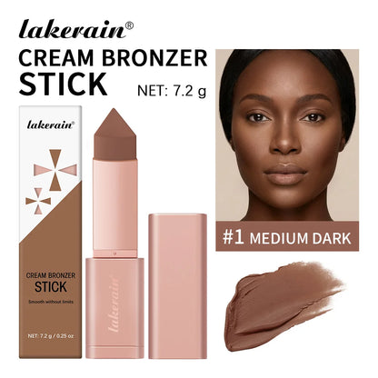 Bronzer Cream Stick 3D Makeup Effect Improve Fine Lines Brightening & Grooming 2 in 1 Bronzer Cream for All Skin Types
